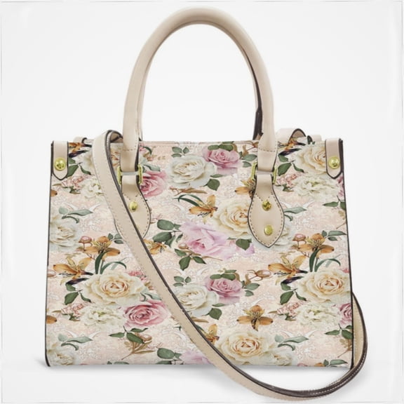 Soft And Easy Watercolor Roses Pattern Cross Body Bags For Women Small Leather Female Handbags Fashion Top-Handle Totes