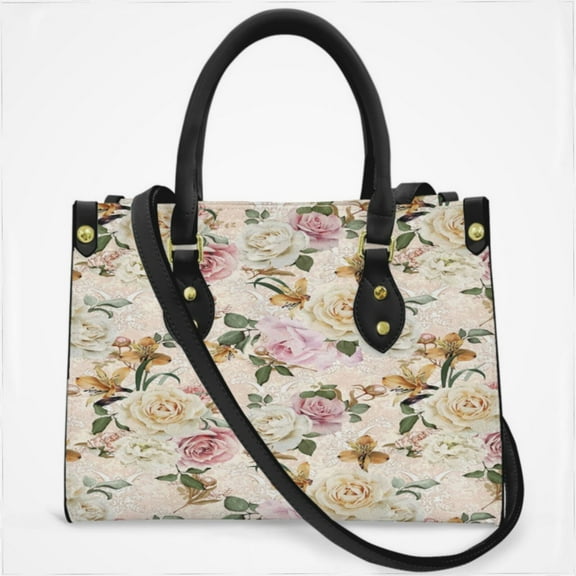 Soft And Easy Watercolor Roses Pattern Cross Body Bags For Women Small Leather Female Handbags Fashion Top-Handle Totes