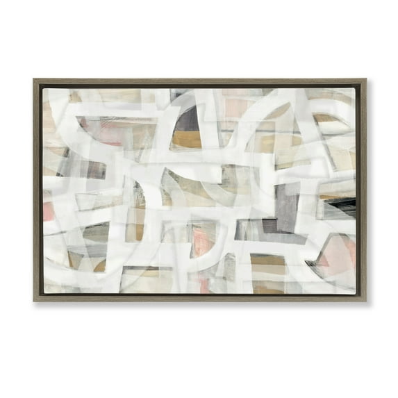 Stupell Industries Soft Angles Abstraction Brown Framed Floater Canvas Wall Art, design by Hannah Dawson, 21 x 31