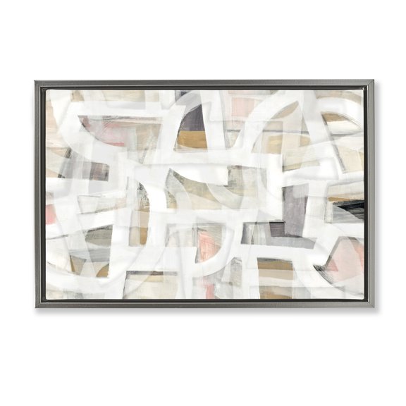 Stupell Industries Soft Angles Abstraction Gray Framed Floater Canvas Wall Art, design by Hannah Dawson, 17 x 25