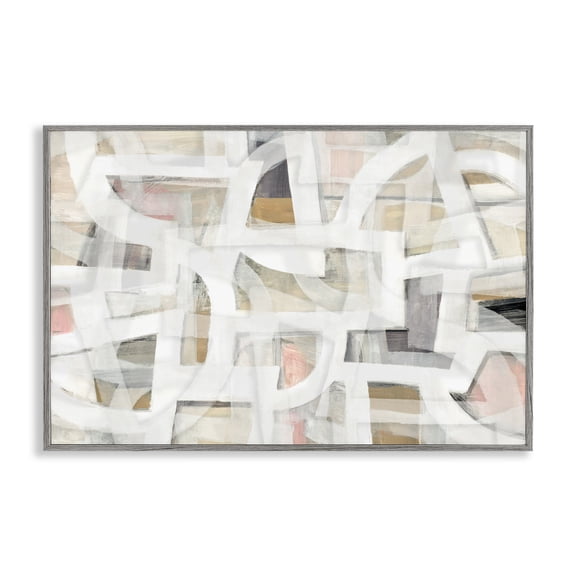 Stupell Industries Soft Angles Abstraction Gray Framed Giclee Art, design by Hannah Dawson, 12 x 18