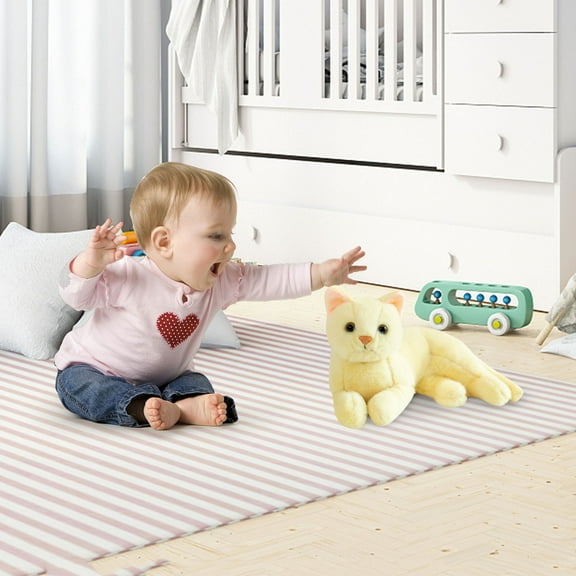 Soft Animal Realistic Calico Cat Stuffed Kitty Doll For Kids Birthday Cute Plushie