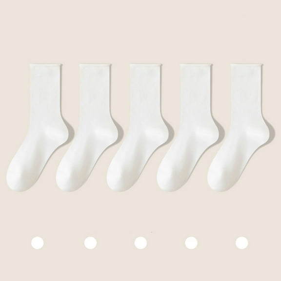 Soft Above Ankle Sock, Women's Mid-Calf Solid Color Socks Comfortable Warm Breathable Multicolor Socks New Running Socks Womens Cushioned Style B-129 White One Size