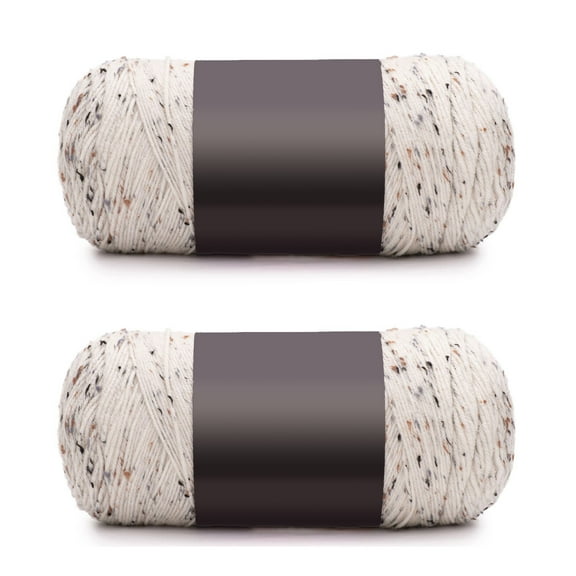 Multipurpose Worsted Yarn, 2 Pack Jumbo Acrylic Fleck Aran, 10oz/283g, 482 Yards, Medium Weight 4, Perfect for Chunky Blankets Scarves Hats, White