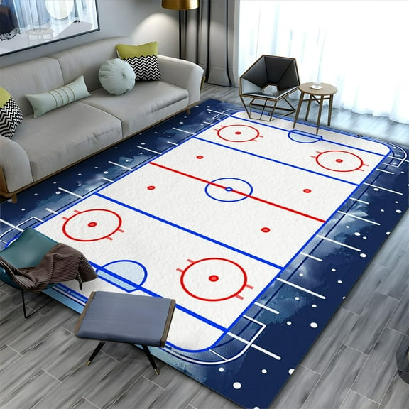 Soft Area Rugs For Bedroom Living Room, Hockey Rink Simple Lines Rug Fluffy Carpets, Minimalism Fuzzy Bedside Rug, Indoor Floor Rug For Kids Dorm Room Home Decor