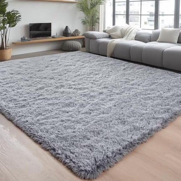 Soft Area Rugs for Bedroom Living Room Plush Fluffy Rug 5x8 Feet, Shag Furry Area Rug Carpet Non Shedding for Nursery Children Kids Girls Room Home Decorative, Grey