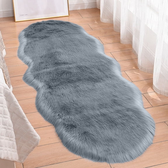 Soft Area Runner Rugs for Bedroom Hallways 15.6x55in Ultra Soft Fluffy/Fuzzy Shaggy Area Rug Faux Fur Chair Cover Seat Pad Area Rug Non Slip for Bedroom Floor Sofa Living Room, Faux Fur Rug