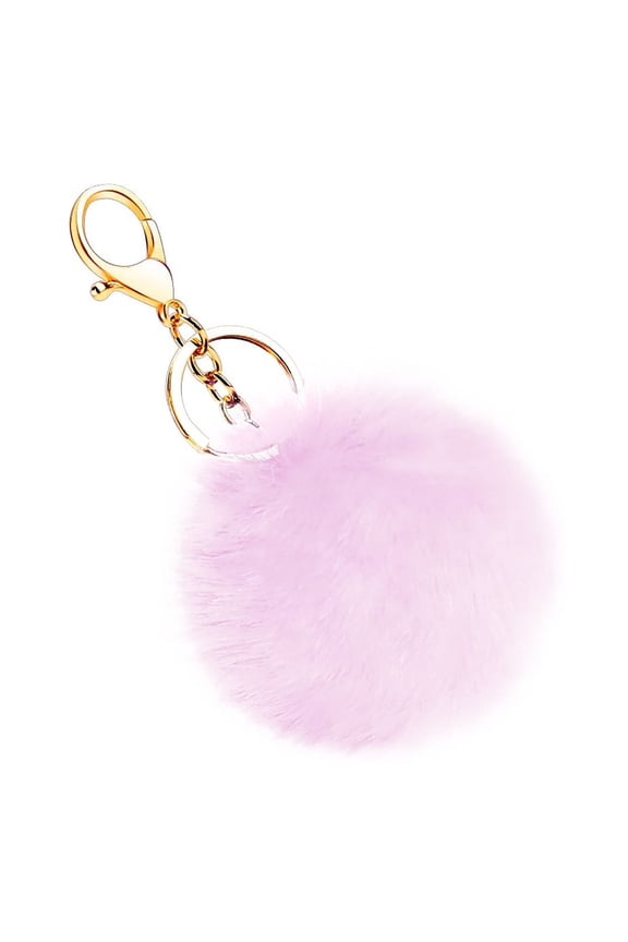 Soft Artificial Rabbit Fur Keychain, Plush Ball Key Ring, Cute Pom Pom Bag Charm for Women Girls, Artificial Fur Ball Keychain Fluffy Accessories Car Bag Charm (Black/1 Pcs) 3.1x3.1"