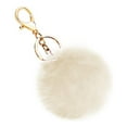 thumbnail image 1 of Soft Artificial Rabbit Fur Keychain Plush Ball Key Ring Cute Pom Pom Bag Charm for Women Girls,beige, 1 of 3