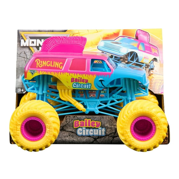 Monster Jam, Official Ringling Bailey Circuit Monster Truck, Collector Die-Cast Vehicle, 1:24 Scale, Kids Toys for Boys and Girls Ages 3 and up