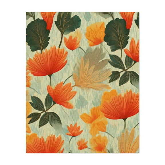 Soft Autumn Garden - India Illustration Floral Botanical Pattern Autumn Vintage Nature Tropical Unframed Wall Art Print 8 x 10 inches