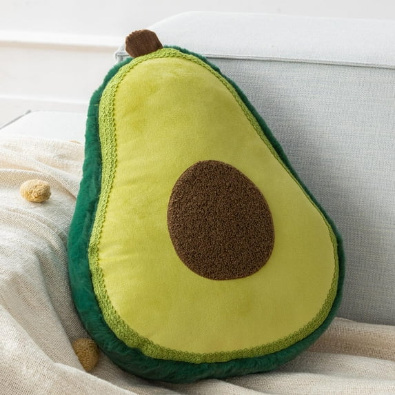 Soft Avocado Shaped Throw Pillow, Fruit Themed Shaped Cushions, Decorative Shaped Cushion for Couch, 12.5" x 15.5" Green, 1 Pack