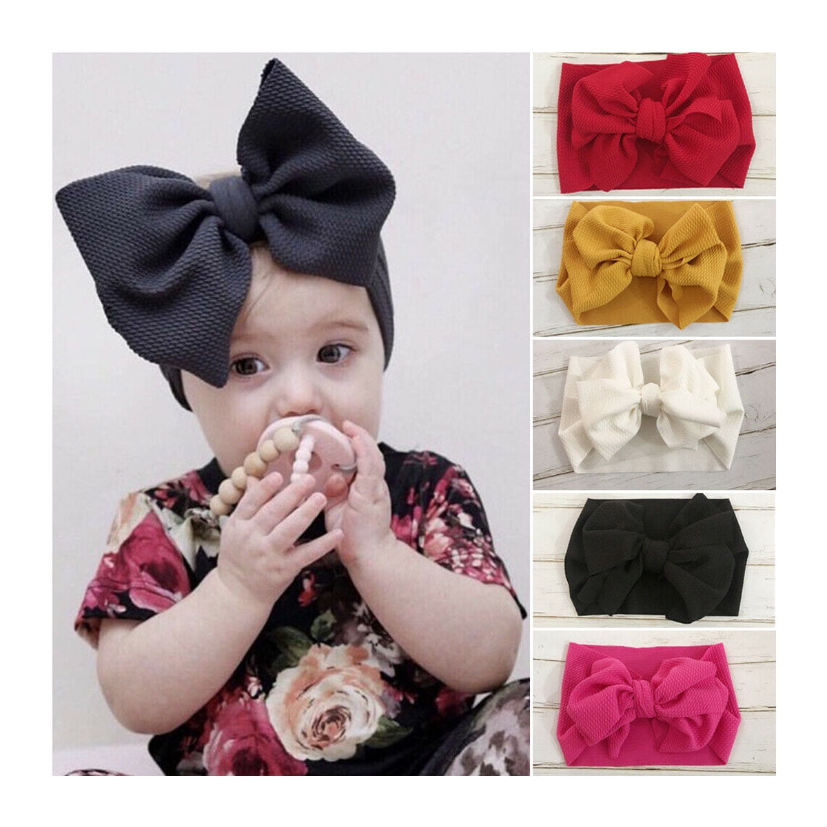 Vigorbear Soft Baby/ Girls Kids Toddler Bow Hairband Headband Turban Knot Head-wrap, Size: One size, Blue
