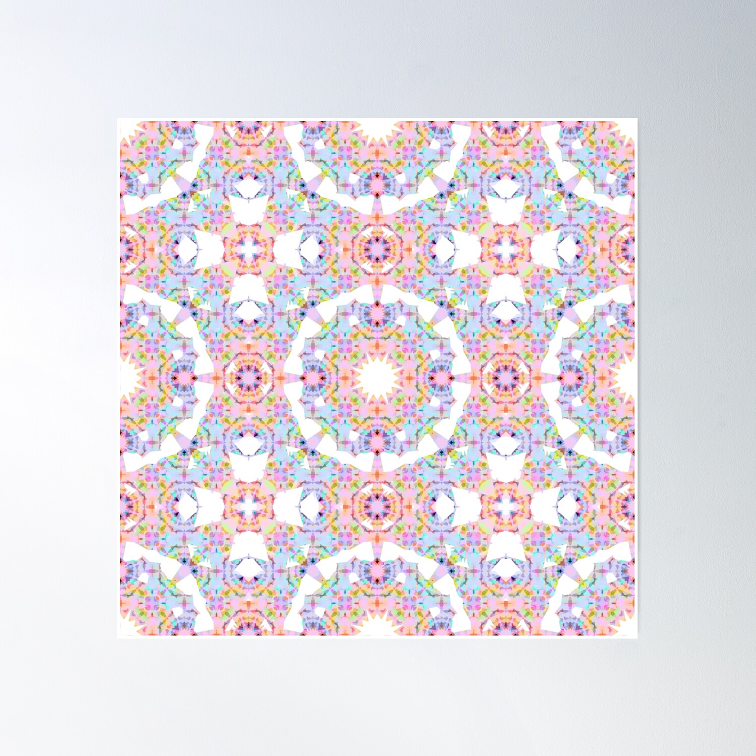 Soft Baby Pink, Spring Purple And Summer Blue Geometric Pattern Poster ...