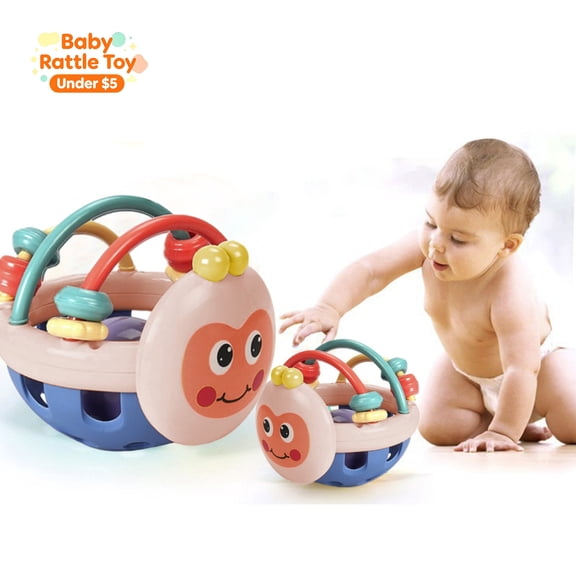Soft Baby Toy Rattles Toy, Easy-Grasp Sensory Rattle Ball Teether Toy, Soothing Toy for Baby 0-6 6-12 Months, Help Toddlers Hand-Eye Coordination & Fine Motor Skills, Perfect Baby Gift, A