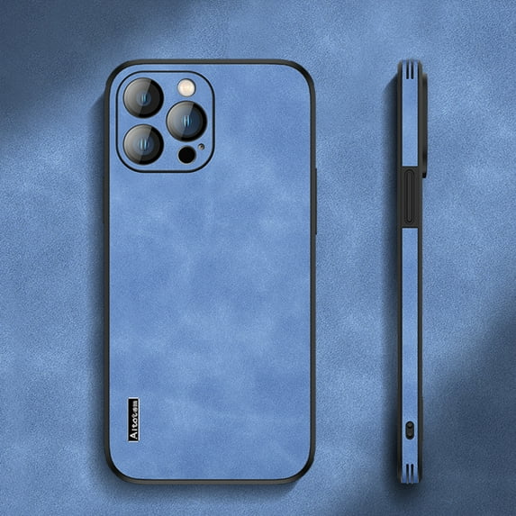 Soft Back Case for iPhone 14 Pro Max,Allytech Slim PU Leather Shockproof Rubber with Tempered Glass Camera Lens Protector Cover for iPhone 14 Pro Max,Blue
