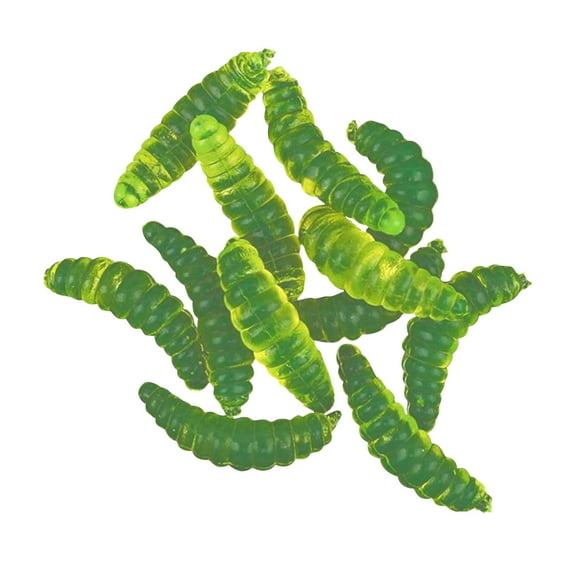 Soft Bait Fishing Lures, Usupdd Realistic PVC Maggot Fake Bait, 2.4cm Long Casting Soft Fishing Lures for All Water, Green