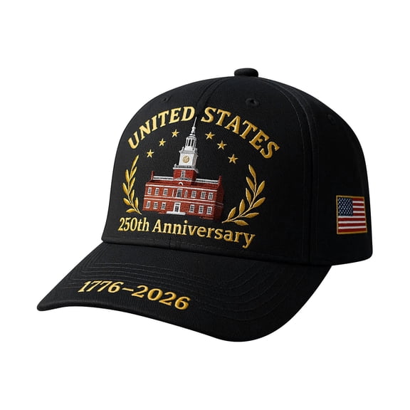 Soft Bald Fitted Baseball Cap for United States 250th Anniversary, Printed Patriotic Hat with Moisture Wicking, for Long Wear at Picnics Shows