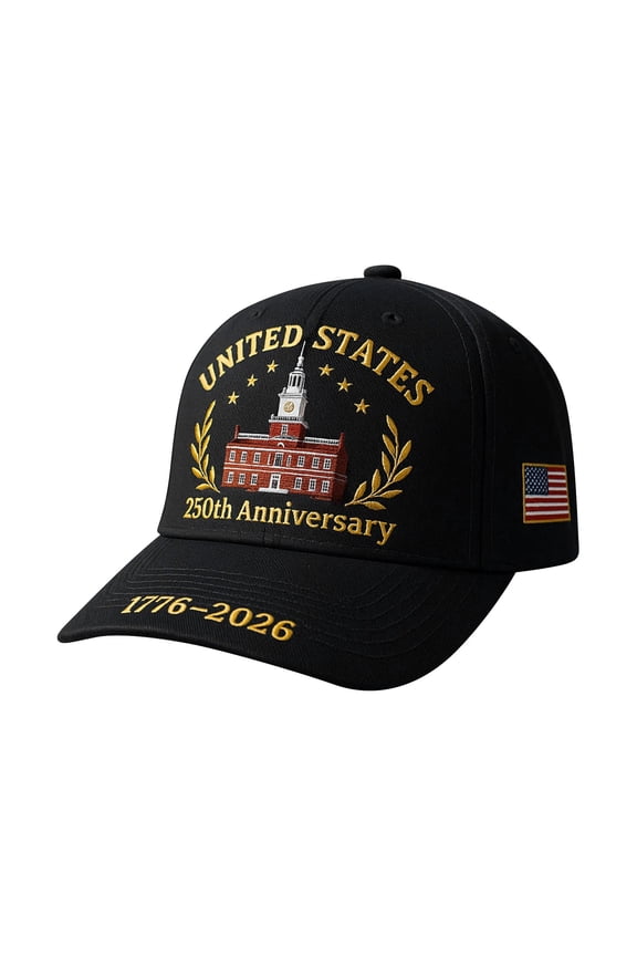 Soft Bald Fitted Baseball Cap for United States 250th Anniversary, Printed Patriotic Hat with Moisture Wicking, for Long Wear at Picnics Shows