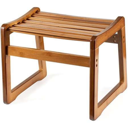 Soft Bamboo Stool for Home/Kitchen, Square Bamboo Step Stool for Kids, Foot Rest Stool, Low Stool for Tea Table, Dressing Stool 12" High, Brown