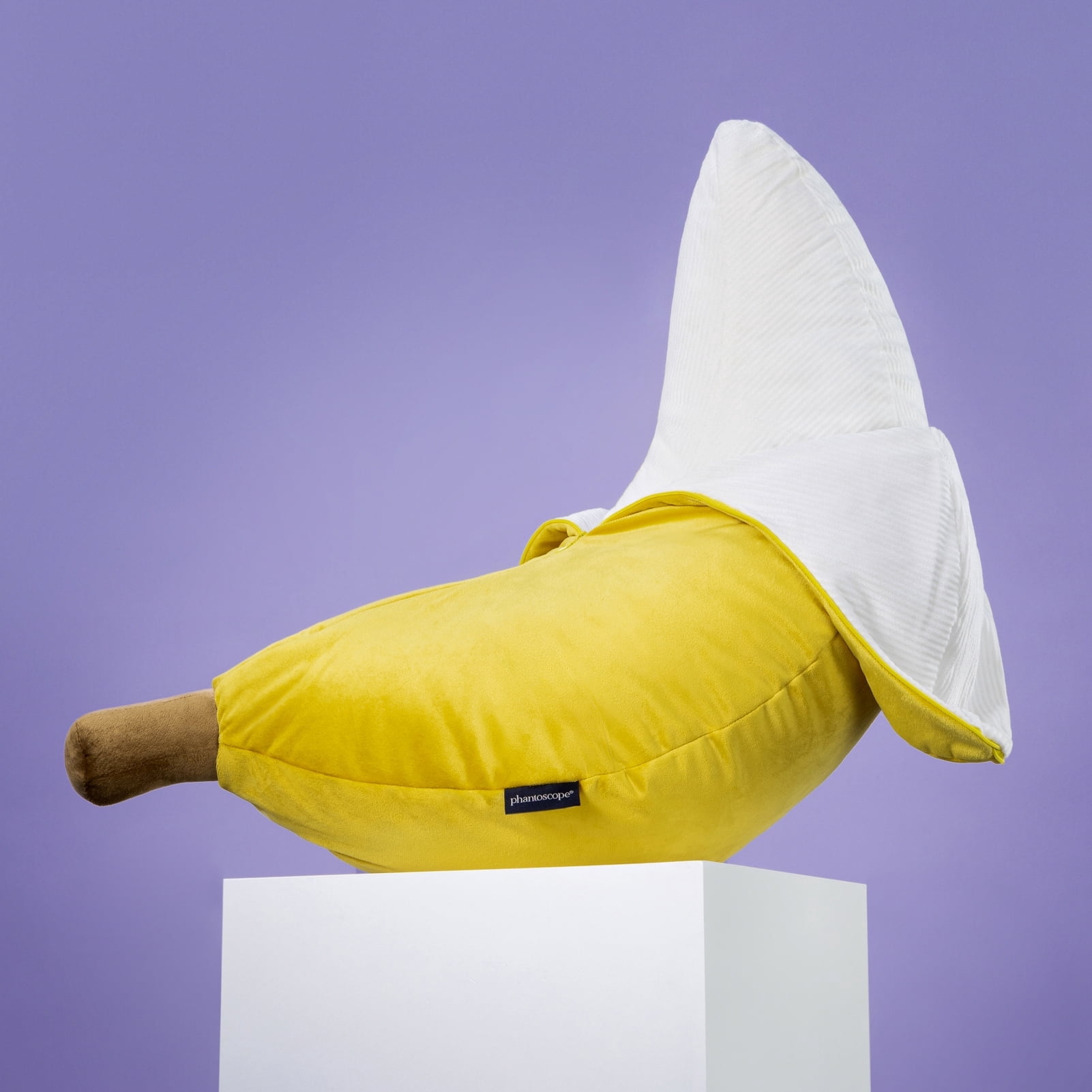 Phantoscope Soft Banana Shaped Throw Pillow, 3D Fruit Decorative Plump Cushion for Kids Room, Nursery, Couch & Bed, 21-Inch Yellow, 1-Pack