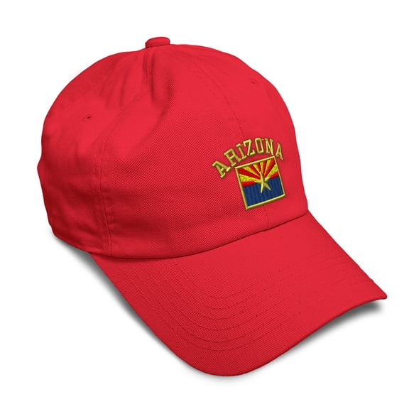 Soft Baseball Cap Arizona State Flag Letters Embroidery United States Twill Cotton Embroidered Dad Hats for Men & Women Red Design Only