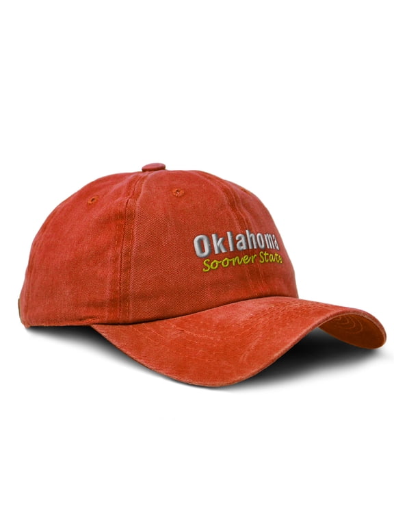 Soft Baseball Cap Embroidered Dad Hat Oklahoma Sooner State Vintage Hats Washed Baseball Cap Cotton Orange Design Only