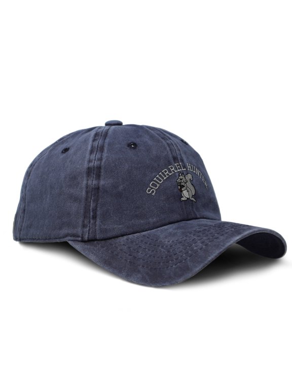 Soft Baseball Cap Embroidered Dad Hat Squirrel Hunter Embroidery Vintage Hats Washed Baseball Cap Cotton Navy Design Only
