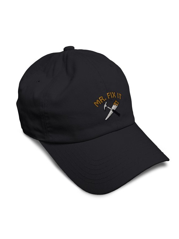 Soft Baseball Cap Mr. Fix It Embroidery Construction Contractor Twill Cotton Embroidered Dad Hats for Men & Women Black Design Only