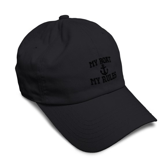 Soft Baseball Cap My Boat My Rules Anchor Captain B Embroidery Funny Anchor Twill Cotton Ship Dad Hats for Men & Women Black Design Only