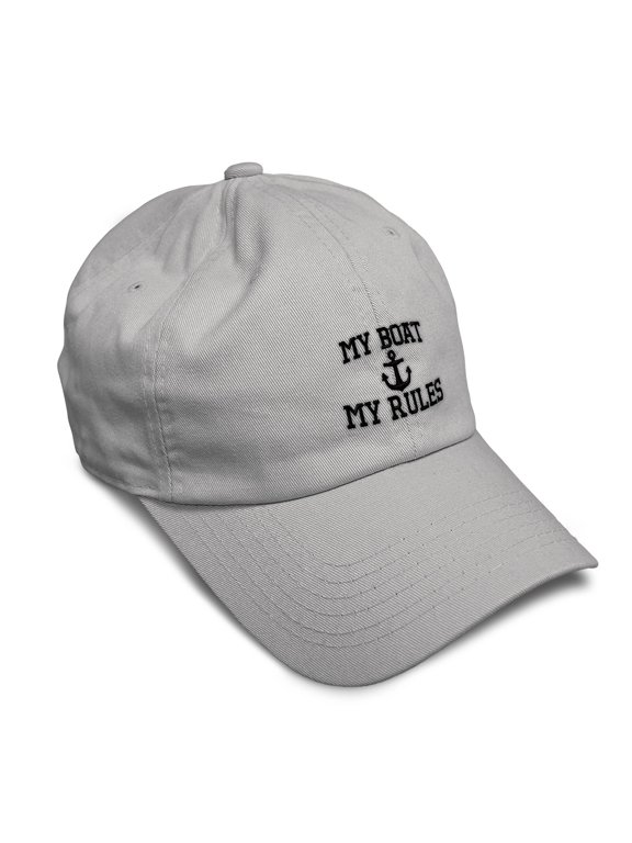 Soft Baseball Cap My Boat My Rules Anchor Captain B Embroidery Funny Anchor Twill Cotton Ship Dad Hats for Men & Women Light Grey Design Only