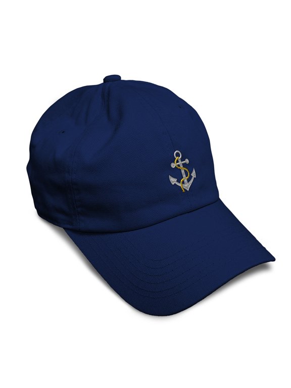 Soft Baseball Cap Nautical Anchor and Rope Sailing Twill Cotton Captain Dad Hats for Men & Women Navy Design Only