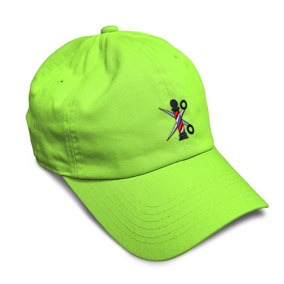 Soft Baseball Hat Embroidered Dad Hat Barber Pole Scissors Embroidery Men & Ladies Baseball Cap Cotton Lime Design Only