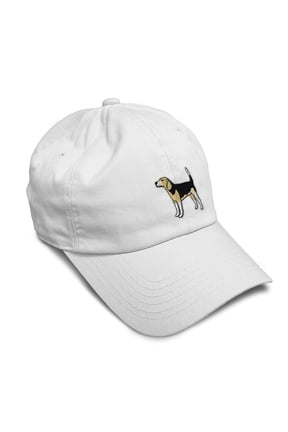 Soft Baseball Hat Embroidered Dad Hat Beagle A Embroidery Men & Ladies Baseball Cap Cotton White Design Only