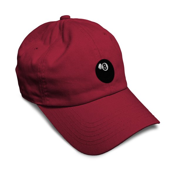 Soft Baseball Hat Embroidered Dad Hat Billiards Pool Solids Ball 8 Embroidery Men & Ladies Baseball Cap Cotton Burgundy Design Only