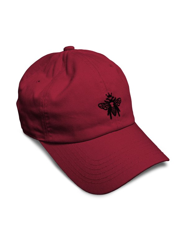 Soft Baseball Hat Embroidered Dad Hat Black Flying Queen Bee Embroidery Men & Ladies Baseball Cap Cotton Burgundy Design Only