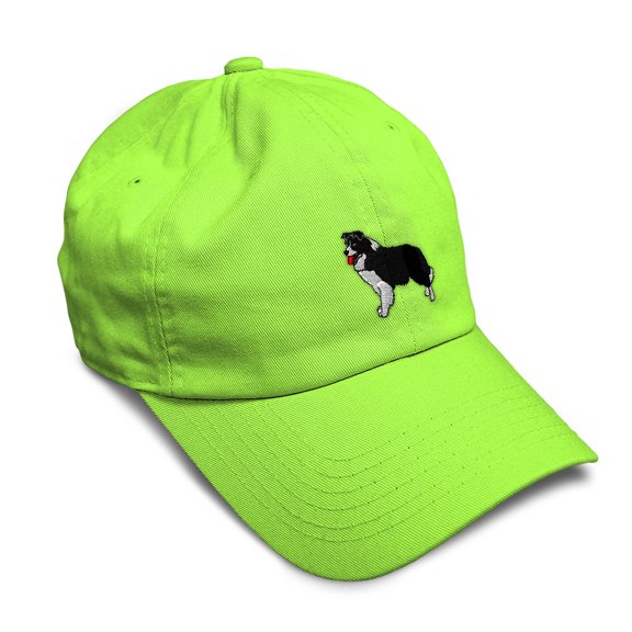 Soft Baseball Hat Embroidered Dad Hat Border Collie A Embroidery Men & Ladies Baseball Cap Cotton Lime Design Only