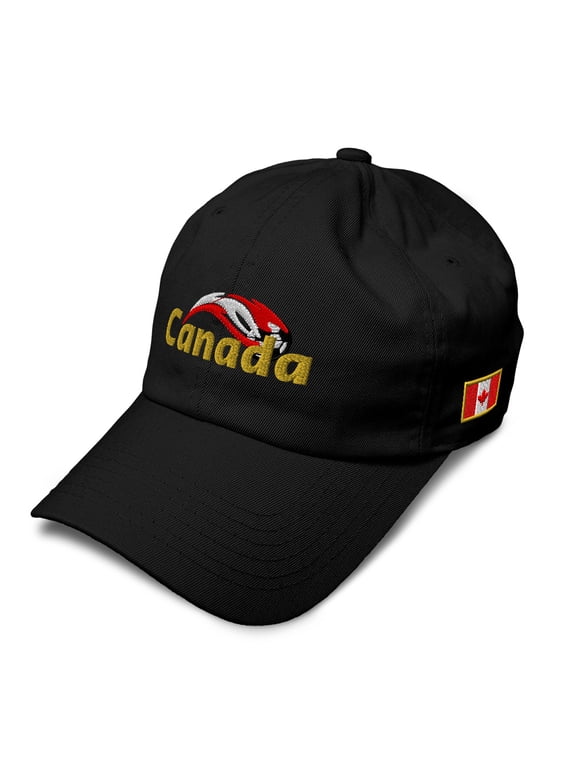 Soft Baseball Hat Embroidered Dad Hat Canada Canadian Soccer World Flag Football Men & Women Baseball Cap Cotton Black Design Only