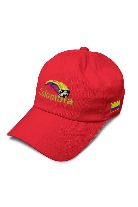 Soft Baseball Hat Embroidered Dad Hat Colombia Colombian Soccer World Flag Football Men & Women Baseball Cap Cotton Red Design Only