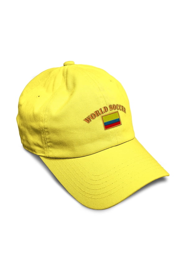 Soft Baseball Hat Embroidered Dad Hat Colombia Colombian World Soccer Football Flag Men & Ladies Baseball Cap Cotton Yellow Design Only