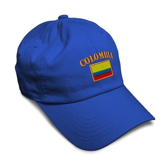 Soft Baseball Hat Embroidered Dad Hat Colombia Flag Colombian Bogota Men & Women Baseball Cap Cotton Royal Blue Design Only