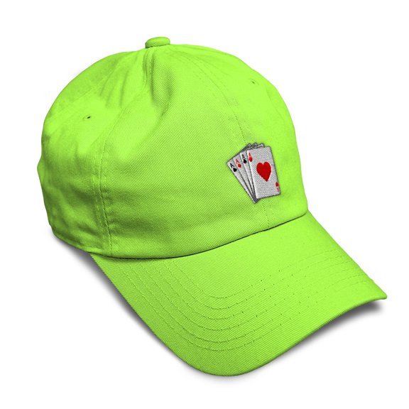 Soft Baseball Hat Embroidered Dad Hat Game Poker Cards as Logo Embroidery Men & Ladies Baseball Cap Cotton Lime Design Only