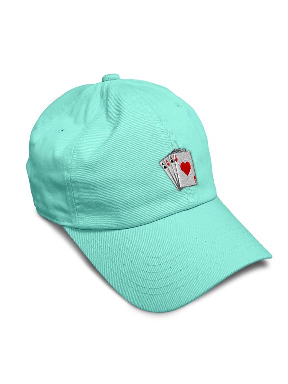 Soft Baseball Hat Embroidered Dad Hat Game Poker Cards as Logo Embroidery Men & Ladies Baseball Cap Cotton Mint Design Only