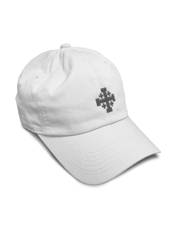Soft Baseball Hat Embroidered Dad Hat Jerusalem Cross Crusader Jesus Christ God Men & Ladies Baseball Cap Cotton White Design Only