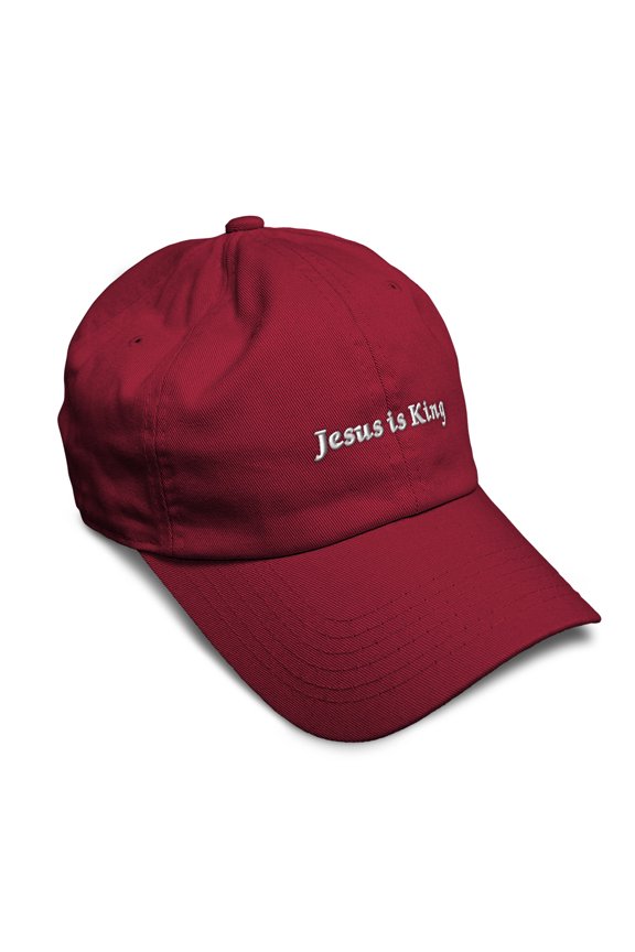 Soft Baseball Hat Embroidered Dad Hat Jesus Is King Medieval Style God Christ Men & Ladies Baseball Cap Cotton Burgundy Design Only