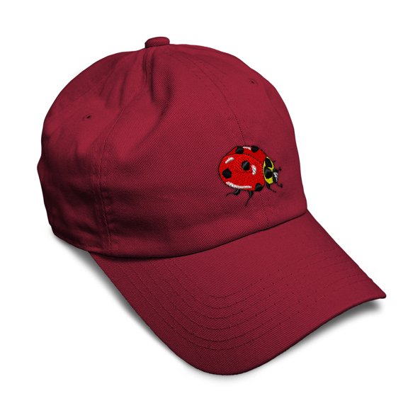 Soft Baseball Hat Embroidered Dad Hat Ladybug Embroidery Men & Ladies Baseball Cap Cotton Burgundy Design Only