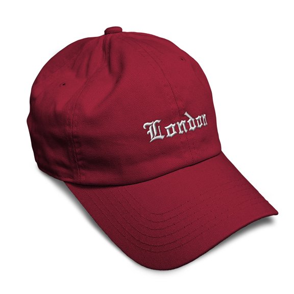 Soft Baseball Hat Embroidered Dad Hat London England Embroidery Men & Ladies Baseball Cap Cotton Burgundy Design Only