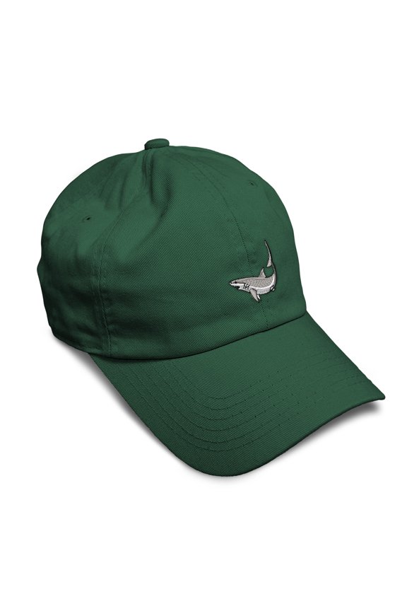 Soft Baseball Hat Embroidered Dad Hat Mako Shark A Embroidery Men & Ladies Baseball Cap Cotton Forest Green Design Only