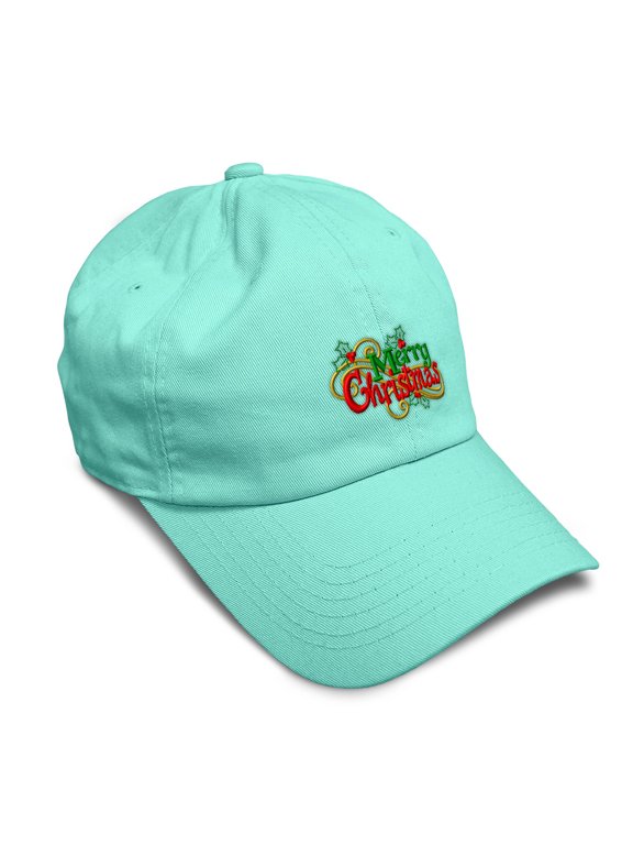 Soft Baseball Hat Embroidered Dad Hat Merry Christmas Logo Embroidery Men & Ladies Baseball Cap Cotton Mint Design Only
