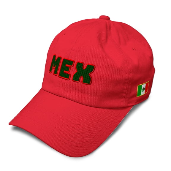 Soft Baseball Hat Embroidered Dad Hat Mexico Mex Soccer Flag Men & Ladies Baseball Cap Cotton Red Design Only